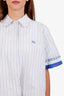 Loewe 2026 Blue/White Striped Pleated-Trim Layered Shirt Size 38