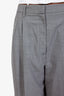 Prada Grey Virgin Wool Wide Leg Trousers Size 40