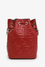 Fendi Red Zucca Leather Mini Mon Tresor Drawstring Bucket Bag