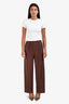 Samsoe Samsoe Brown Satin Pleated Uma Trousers
