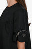 Prada 2020 Black Re-Nylon Short Sleeve Midi Dress With Detachable Pouch Size 40