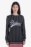 Balmain Black/White Striped Logo Sweater Size S