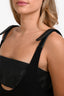 Christopher Kane Black Wool Leather Bralette Cut-Out Detail Velcro Strap Midi Dress Size 8