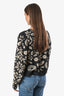 Sea New York Black Cream Patterned Chain Detail Long Sleeve Top Size M