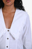 Ganni White Cotton Ruffled Lapel Shirt Size 36