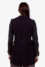Burberry Brit Black Wool Leather Double Breasted Trench Coat Size 2
