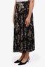 ALC Black Floral Printed Pleated Maxi Skirt Size 8