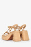 Cult Gaia Tan Raffia Chunky Block Heeled Erin Sandals Size 37