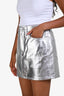 Frame Silver Metallic Denim Mini Skirt Size 28