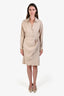 Maje Beige Linen Blend Shirt Belted Midi Dress Size 40