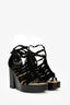 Pre-Loved Chanel™ Black Velvet Wooden Wedge Heels Size 37