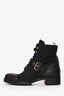 Prada Black Leather Nylon Combat Boots Size 38
