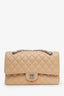 Pre-loved Chanel™ 2019 Beige Caviar Leather Medium Classic Double Flap