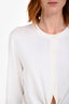 Dolce & Gabbana White Silk Front Tie Long Sleeve Cardigan Size 46