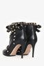 Valentino Black Leather Rockstud Bow Heeled Ankle Boots Size 36