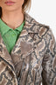 IRO Brown/Beige Leather Snake Print Moto Jacket Size 38