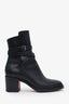 Christian Louboutin Black Leather 'Karistrap' Ankle Boots Size 36.5