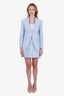Thom Browne Blue Cotton Silk Single Breasted Blazer and Pleated Mini Skirt Set Size 36/38