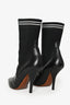 Fendi Black Leather Knit Rockoko Sock Ankle Boots Size 40