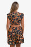 A.L.C Navy Multicolour Floral Lexi Cut-Out Twist Midi Dress Size 8