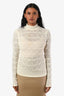 See by Chloe Cream Crochet Alpaca Wool Knit Turtleneck Sweater Size L