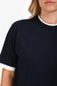 Prada Navy/White Cotton Embossed Logo T-Shirt Size S