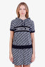 Christian Dior Navy Blue Oblique Cotton Hooded Mini Dress Size S