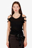 Just Cavalli Black Cold Shoulder Buckle Detail Top Size 40