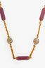 Louis Vuitton Gold Toned/Purple Logo Charms Necklace