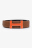 Hermès Black/Brown Leather Reversible Orange H-Buckle Size 90