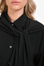 Acne Studios Black Silk Blend Convertible Asymmetric Midi Shirt Dress Size 36