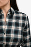 Maje Green Check Cropped Long Sleeve Top Size 2
