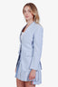 Thom Browne Blue Cotton Silk Single Breasted Blazer and Pleated Mini Skirt Set Size 36/38