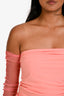 Helmut Lang Pink Mesh Ruched Tube Top + Detachable Sleeves Size S