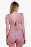 Jean Paul Gaultier X Knwls Pink Denim Lace Up Crop Top + Short Set Size M