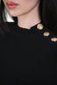 Balmain Black Ribbed Wool Long Sleeve Mockneck Dress Size 38