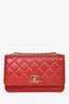 Pre-loved Chanel™ 2019/20 Red Lambskin CC 'Trendy' Wallet on Chain