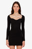 Nanushka Black Fitted Scalloped Neckline Long Sleeve Mini Dress Size XS