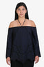 Jonathan Simkhai Navy/Black Lace Off-Shoulder Long Sleeve Top Size L