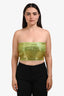 Retrofête Neon Green Gold Beaded Strapless Theo Top Size M