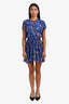 MISA Los Angeles Blue Multicolour Floral Print Ruffled Mini Dress Size XS