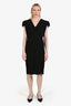 Alexander McQueen Black Crepe V Neck Midi Dress Size 46