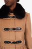 Burberry Brown Wool Cashmere Detachable Fox Collar Peacoat Size US 4