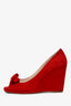 Prada Red Suede Bow Wedge Size 41