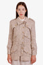 Pre-loved Chanel™ Beige Tweed Drawstring Waist Utility Jacket Size 34