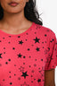 Saint Laurent 2014 Pink/Black Cotton Star T-Shirt Size M