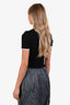 Miu Miu Black Cotton Ribbed White Trim Crop Top Size S