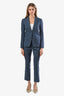 Gucci Slate Blue Wool Blazer + Cropped Trouser Set Size 38