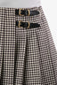 Miu Miu 2024 Brown Gingham Check Buckle Detail Pleated Mini Skirt Size 38