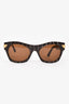 Bottega Veneta Brown Intrecciato Mitre Square Sunglasses